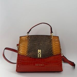 Verano Hill Versailles Croc Embossed Vegan Leather Shoulder Bag In Orange